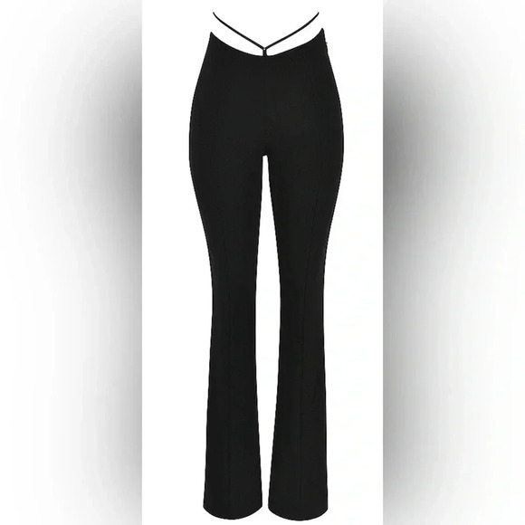 HOUSE OF CB 'Layla' Black V-Front Trousers NWOT Size Small $135.00 MSRP - Picture 3 of 7